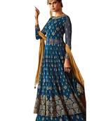 Blue embroidered georgette salwar