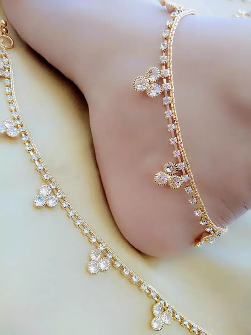 White diamond anklets