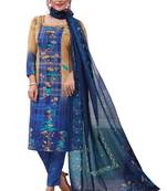 Beige Printed Crepe Unstitched Sawlar With Dupatta