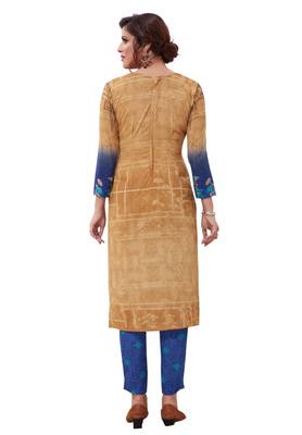 Beige Printed Crepe Unstitched Sawlar With Dupatta 2