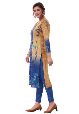 Beige Printed Crepe Unstitched Sawlar With Dupatta 3