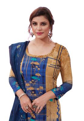 Beige Printed Crepe Unstitched Sawlar With Dupatta 4