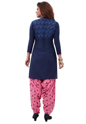 Blue Printed Crepe Unstitched Sawlar With Dupatta 2