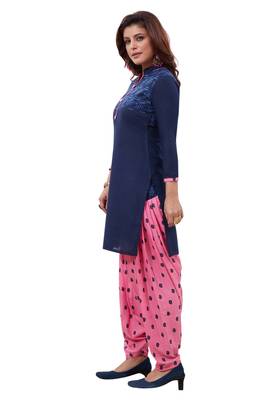 Blue Printed Crepe Unstitched Sawlar With Dupatta 3