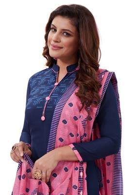 Blue Printed Crepe Unstitched Sawlar With Dupatta 4