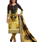 Black Printed Crepe Unstitched Sawlar With Dupatta