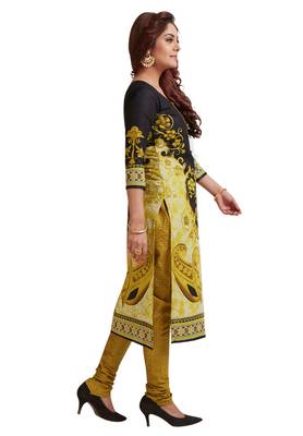 Black Printed Crepe Unstitched Sawlar With Dupatta 3