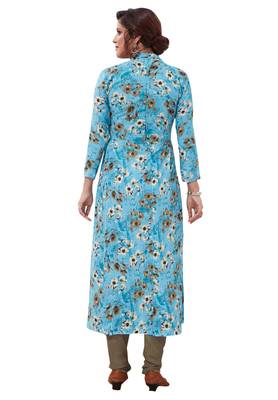 Blue Printed Crepe Unstitched Sawlar With Dupatta 2