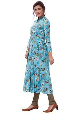 Blue Printed Crepe Unstitched Sawlar With Dupatta 3