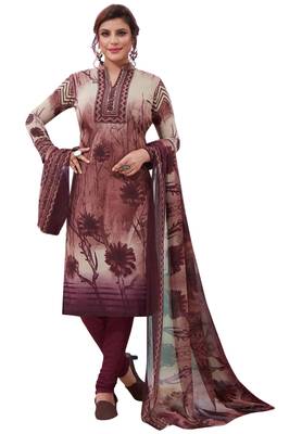 Wine Printed Crepe Unstitched Sawlar With Dupatta 1