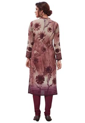 Wine Printed Crepe Unstitched Sawlar With Dupatta 2