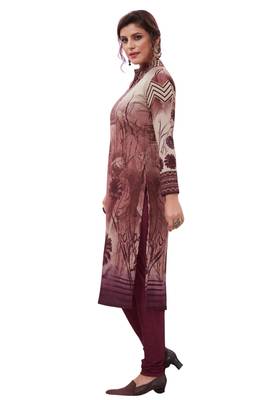Wine Printed Crepe Unstitched Sawlar With Dupatta 3