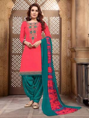 Dark Pink Heavy Embroidery Patiala Suit 1