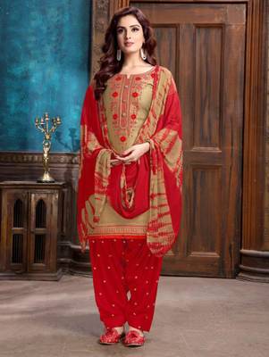 Light Brown Heavy Embroidery Patiala Suit 1