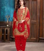 Light Brown Heavy Embroidery Patiala Suit
