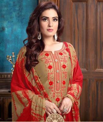 Light Brown Heavy Embroidery Patiala Suit 2
