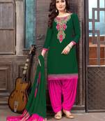 Dark Green Heavy Embroidery Patiala Suit