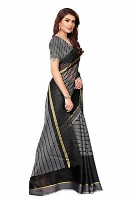 black woven cotton saree with blouse 2