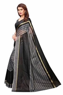 black woven cotton saree with blouse 3