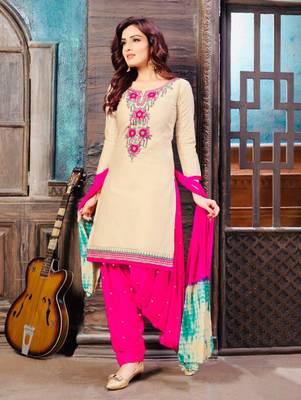 Light Beige Heavy Embroidery Patiala Suit 1