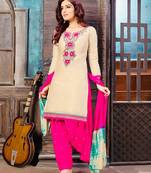 Light Beige Heavy Embroidery Patiala Suit