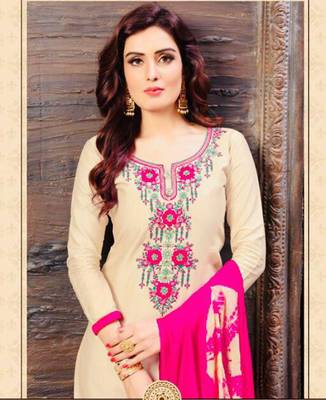 Light Beige Heavy Embroidery Patiala Suit 2