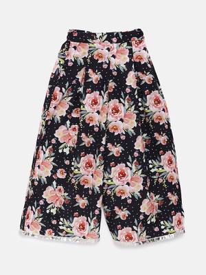 Black printed crepe kids-tops 3