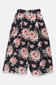 Black printed crepe kids-tops