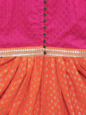 Purple printed jaquard top with dhoti for girls 4