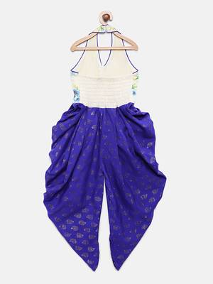 White printed brocade kids-tops 2