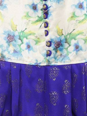 White printed brocade kids-tops 3