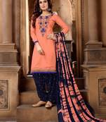 Light Salmon Color Heavy Embroidery Patiala Suit