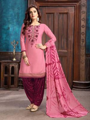 Pink Heavy Embroidery Patiala Suit 1