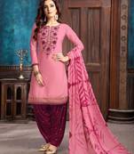 Pink Heavy Embroidery Patiala Suit