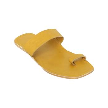 Yellow Womens Leather Chappal 2