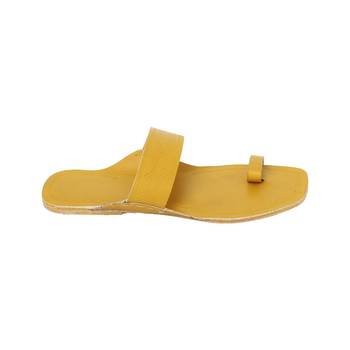 Yellow Womens Leather Chappal 3