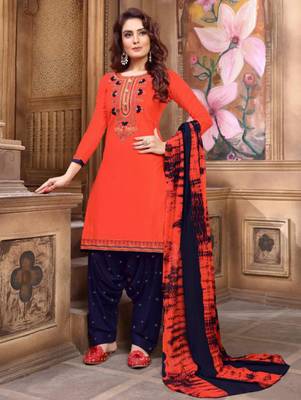 Salmon Color Heavy Embroidery Patiala Suit 1
