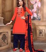 Salmon Color Heavy Embroidery Patiala Suit