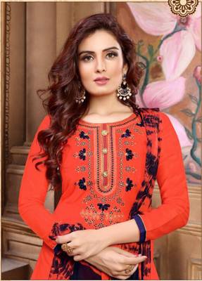 Salmon Color Heavy Embroidery Patiala Suit 2
