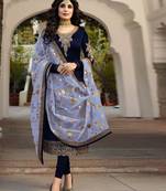 Dark Blue Satin Georgette Party Wear Suit