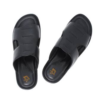 Black Brown Mens Leather Chappal 1