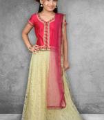 Coral Embroidered Tafetta Flared Lehenga Choli Dupatta