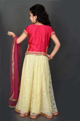 Coral Embroidered Tafetta Flared Lehenga Choli Dupatta 5