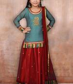 Green Embroidered Chanderi Silk Lehenga Choli Dupatta