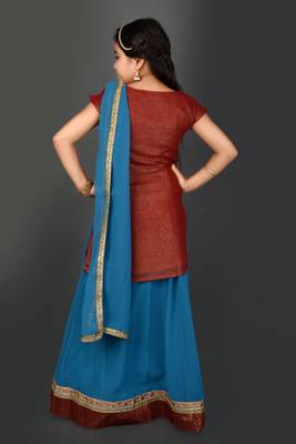 Green Embroidered Chanderi Silk Lehenga Choli Dupatta 5