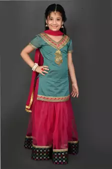 Green Embroidered Chanderi Silk Lehenga Choli Dupatta