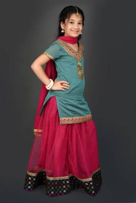 Green Embroidered Chanderi Silk Lehenga Choli Dupatta 4