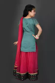 Green Embroidered Chanderi Silk Lehenga Choli Dupatta