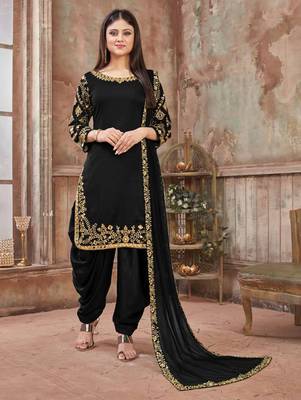 Black Art Silk Patiala Suit 1