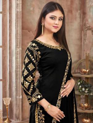 Black Art Silk Patiala Suit 2